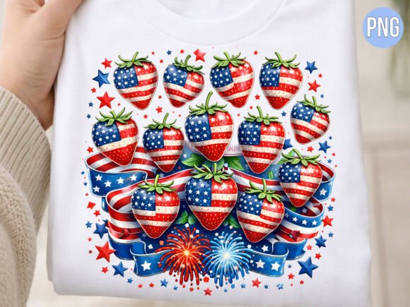 American Flag Strawberry 4th PNG T-shirt Design