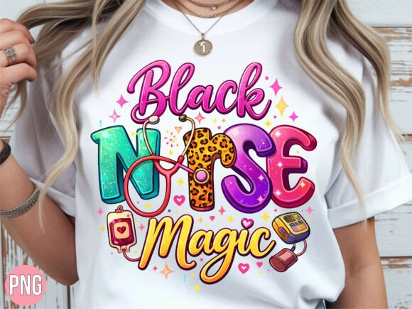 Black Nurse Magic Melanin Nursing PNG: Elevating Creative Projects with Cultural Pride