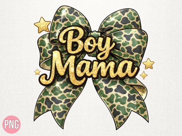 Boy Mama Camo Leopard Glitter Bow PNG