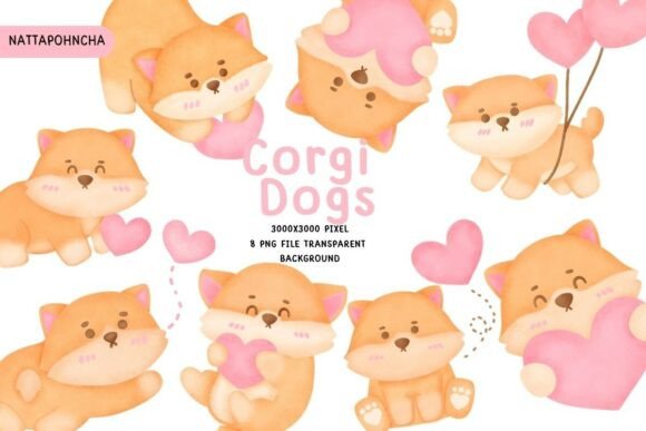 Cute Corgi Clipart PNG Bundle: Kawaii Dog Art