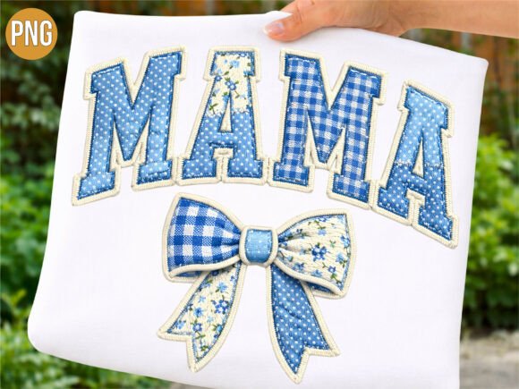 Evaluating the Mama Blue Gingham Floral Bow PNG for Creative Projects