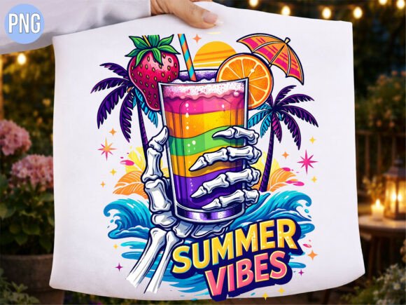 Evaluating the Skeleton Summer Vibes Rainbow Drink PNG for Creative Projects