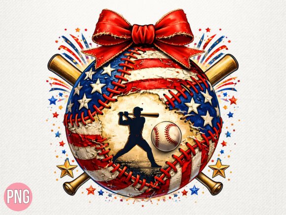 Patriotic Baseball USA Flag Sports PNG