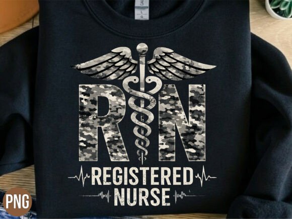 Registered Nurse Camo Caduceus Medical Design Overview